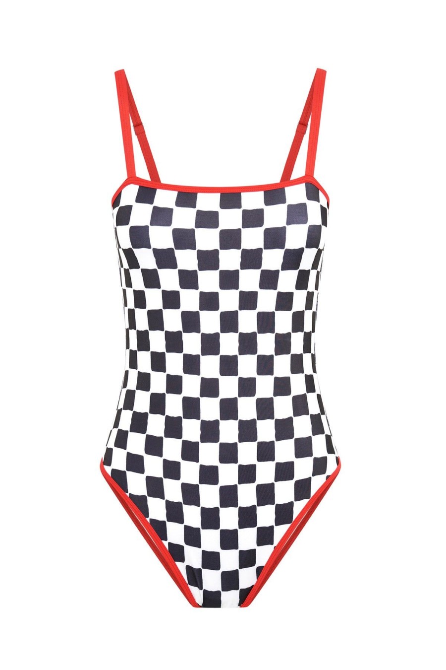 Women Emma Mulholland on Holiday Swimwear | Check Vacation One Piece-Black/White