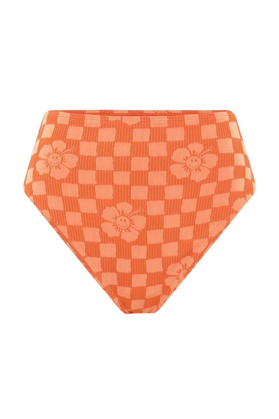 Women Emma Mulholland on Holiday Swimwear | Happy Check High Rise Bikini Bottom-Burnt Orange