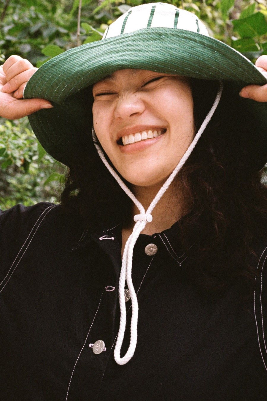 Accessories Emma Mulholland on Holiday | Thin Stripe Sun Hat-Dark Green