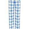 Women Emma Mulholland on Holiday Pants | Hibiscus Plaid Linen Pants-Blue/White
