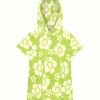 Kid Emma Mulholland on Holiday Kidswear | Happy Hibiscus Kids Towel Robe-Olive/White
