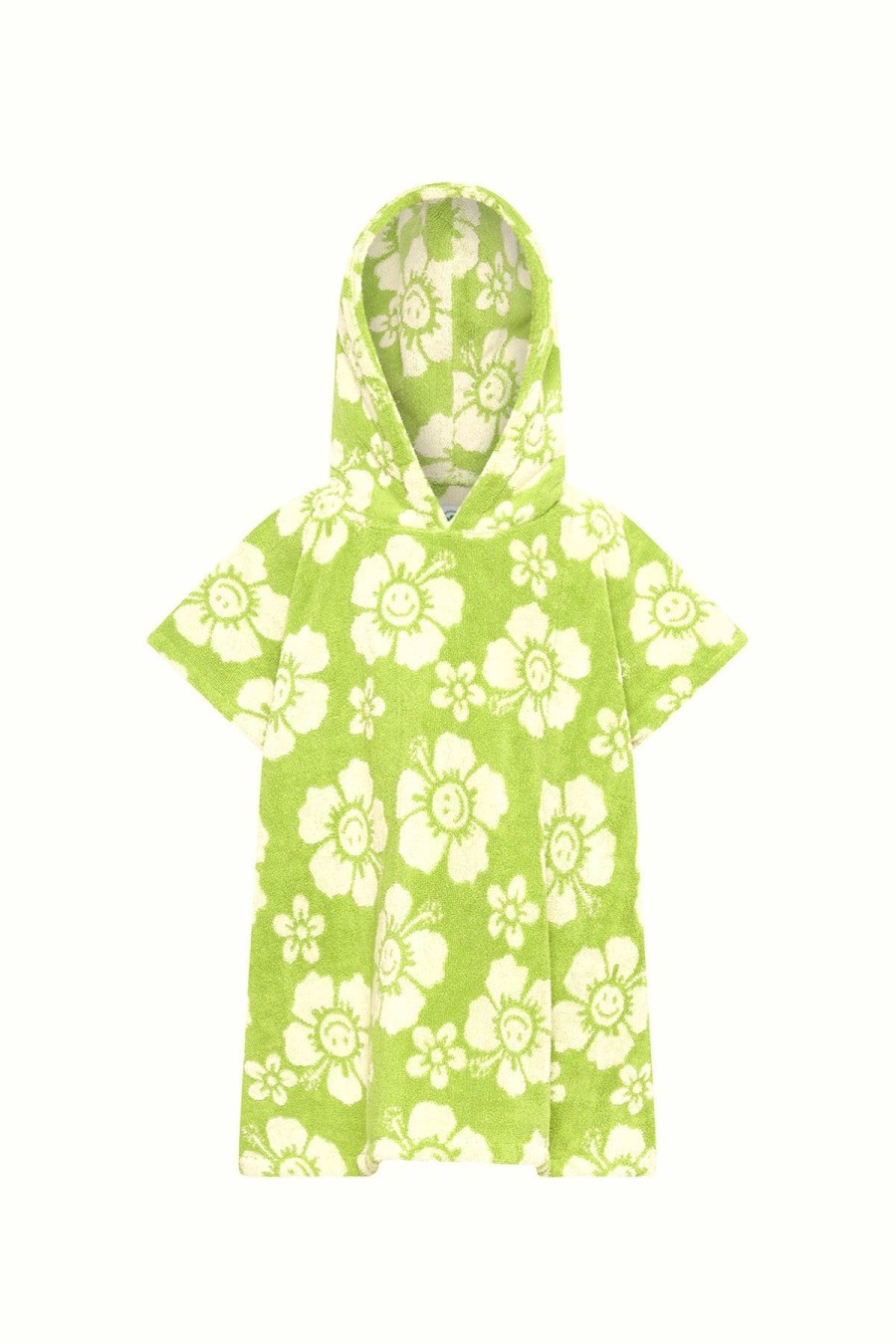 Kid Emma Mulholland on Holiday Kidswear | Happy Hibiscus Kids Towel Robe-Olive/White