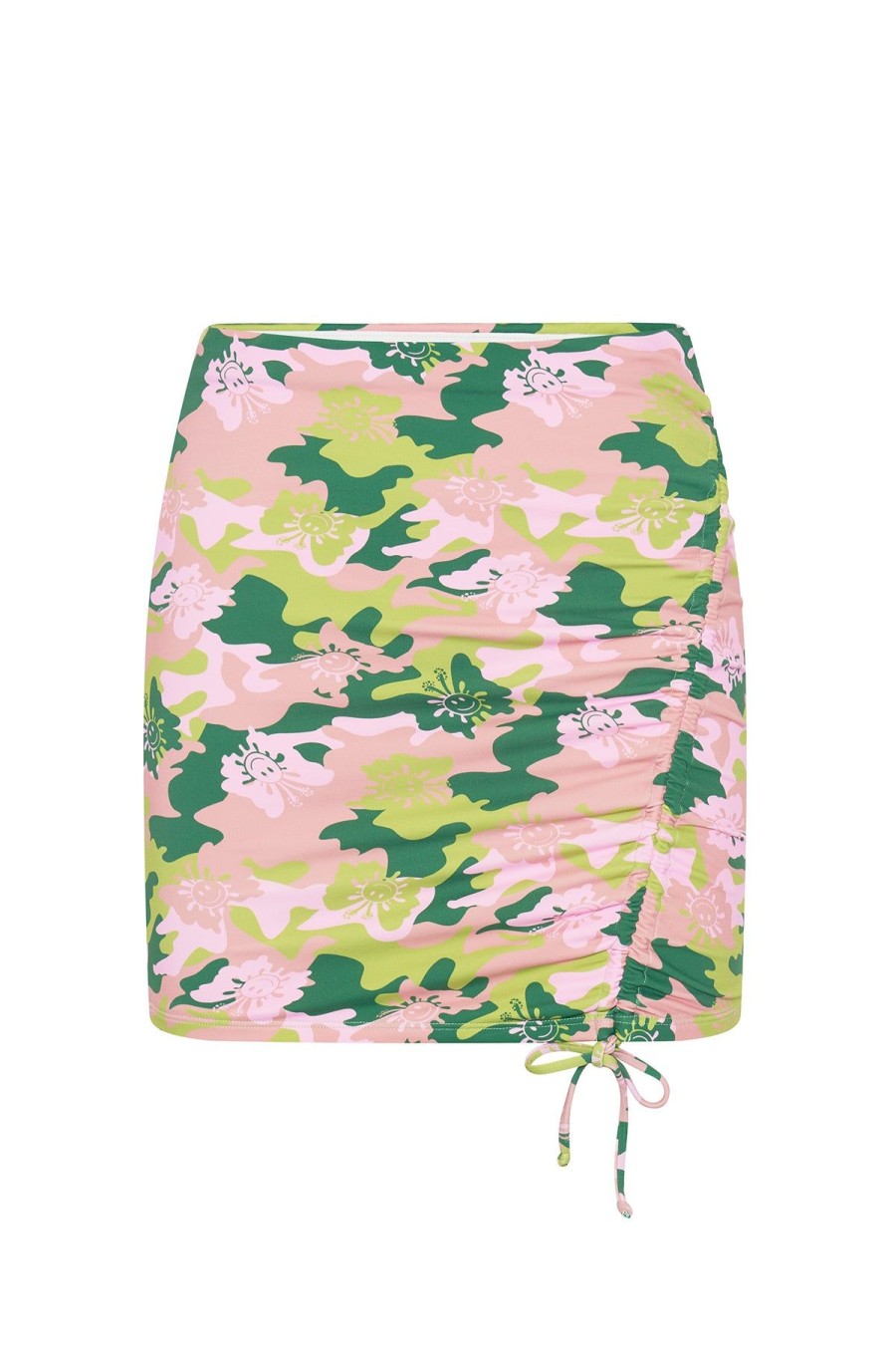 Women Emma Mulholland on Holiday Swimwear | Butterfly Camo Ruched Skirt-Pink/Green
