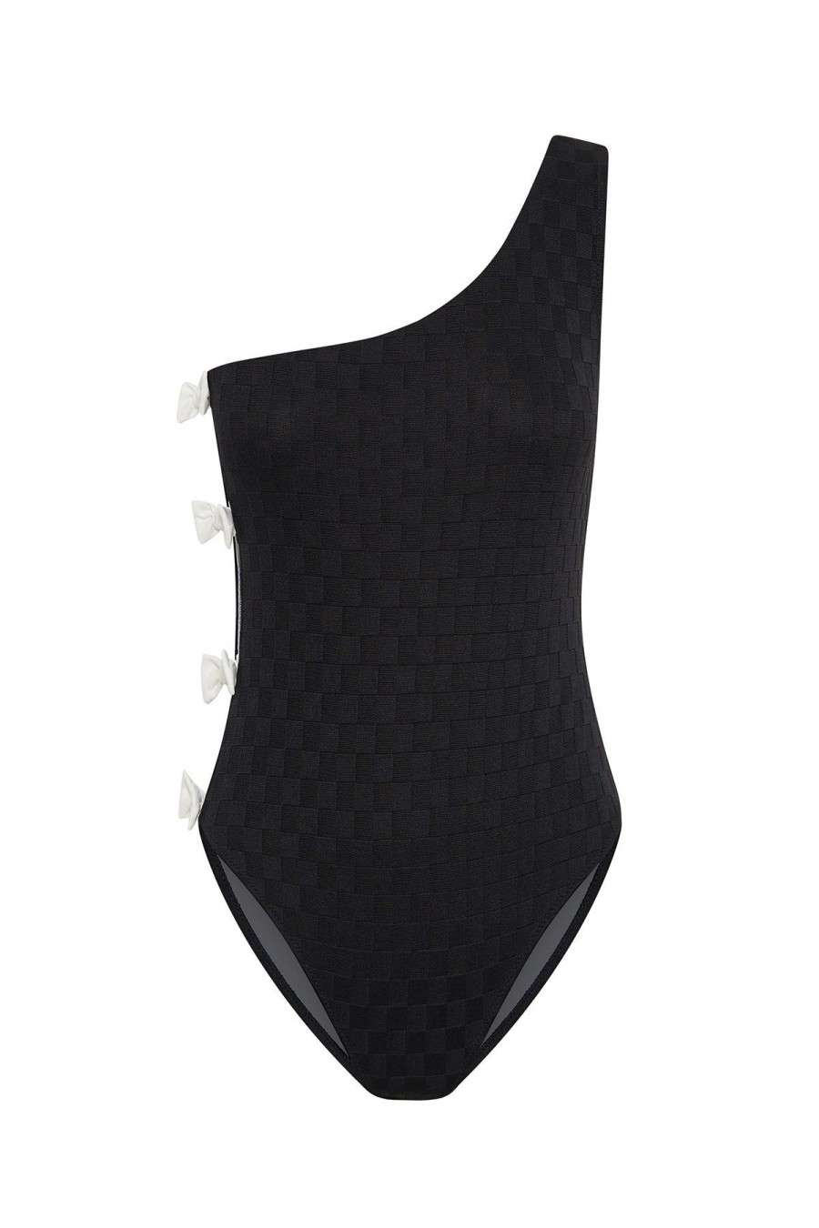 Women Emma Mulholland on Holiday Swimwear | Black Magic One Shoulder Full Piece-Black/Black