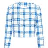Women Emma Mulholland on Holiday Party Wear | Hibiscus Plaid Cropped Jacket-Blue/White