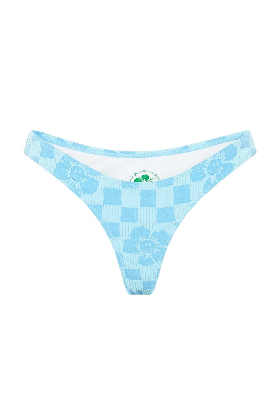 Women Emma Mulholland on Holiday Swimwear | Happy Check Cheeky Bikini Bottom-Sky Blue