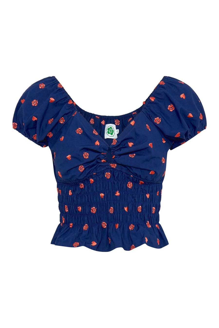 Women Emma Mulholland on Holiday Party Wear | Dolce Vita Broderie Ruched Top-Navy/Red