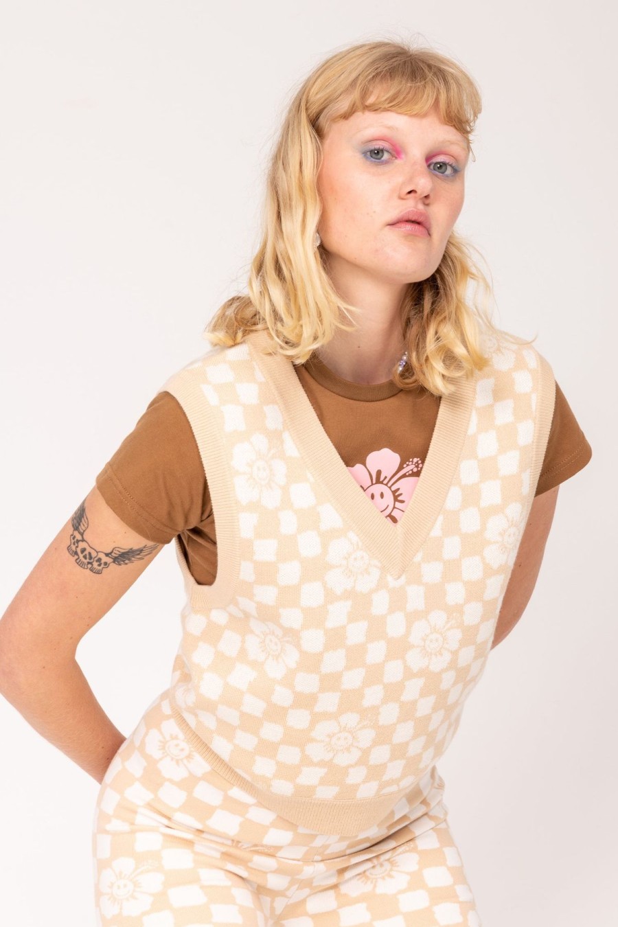 Women Emma Mulholland on Holiday Knitwear | Happy Check Knit Vest