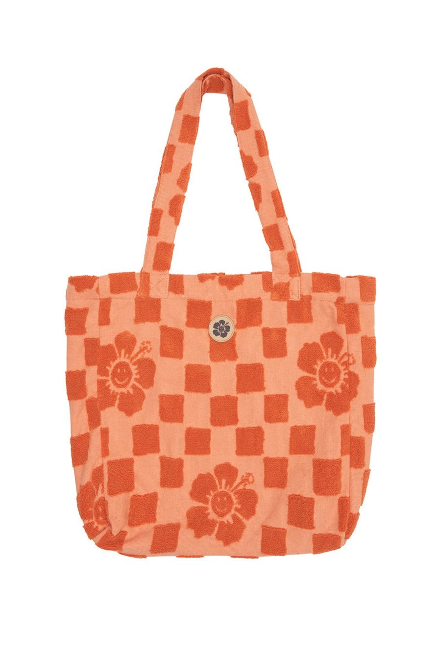 Accessories Emma Mulholland on Holiday | Happy Check Terry Tote-Burnt Orange