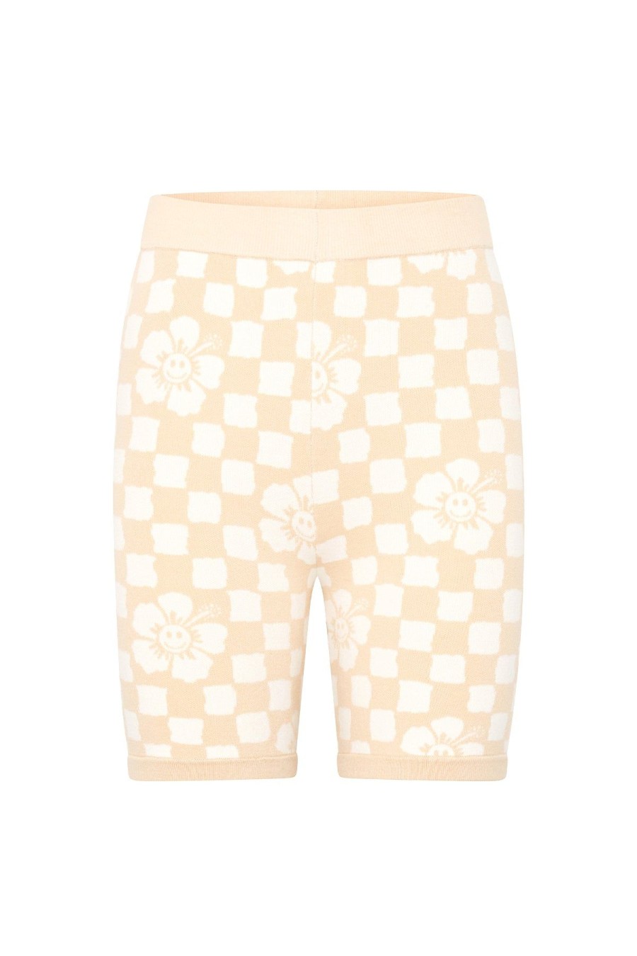 Women Emma Mulholland on Holiday Shorts | Happy Check Knit Shorts-Sand