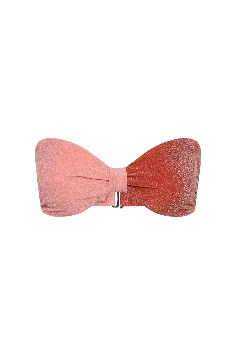 Women Emma Mulholland on Holiday Swimwear | Clam Shell Bandeau Bikini Top-Red/Peach
