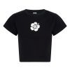 Women Emma Mulholland on Holiday Tees & Tops | Happy Hibiscus Baby Tee-Black/White