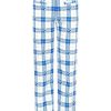 Women Emma Mulholland on Holiday Party Wear | Hibiscus Plaid Linen Pants-Blue/White