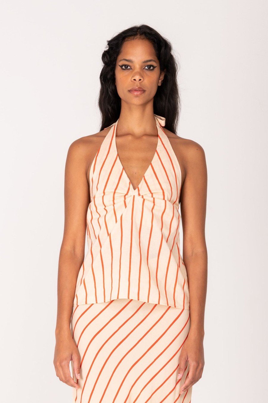 Women Emma Mulholland on Holiday Tees & Tops | Thin Stripe Halter Top