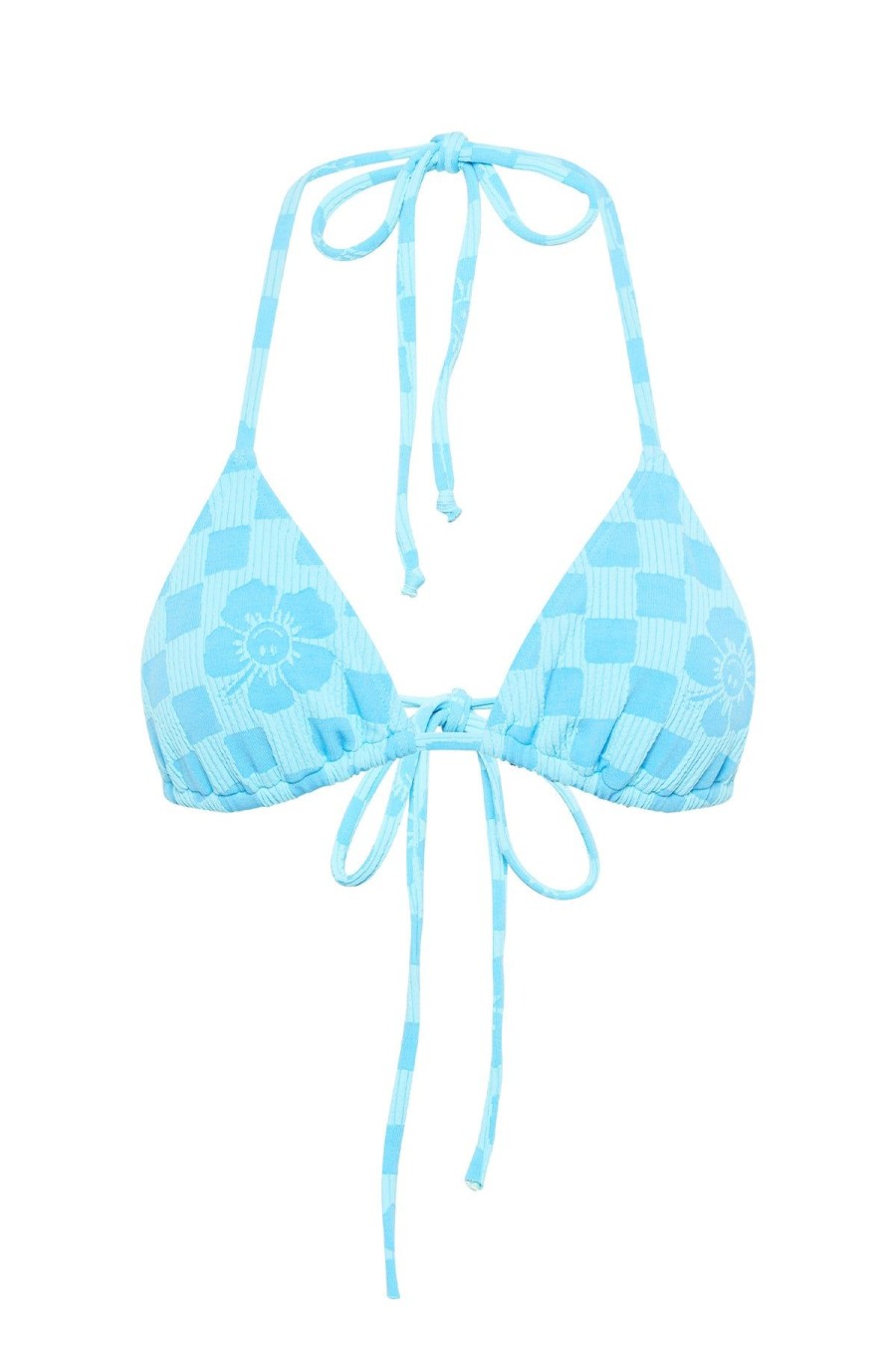 Women Emma Mulholland on Holiday Swimwear | Happy Check Triangle Bikini-Sky Blue