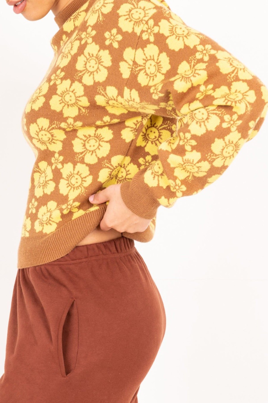 Women Emma Mulholland on Holiday Knitwear | Happy Hibiscus Knit Sweater-Tan