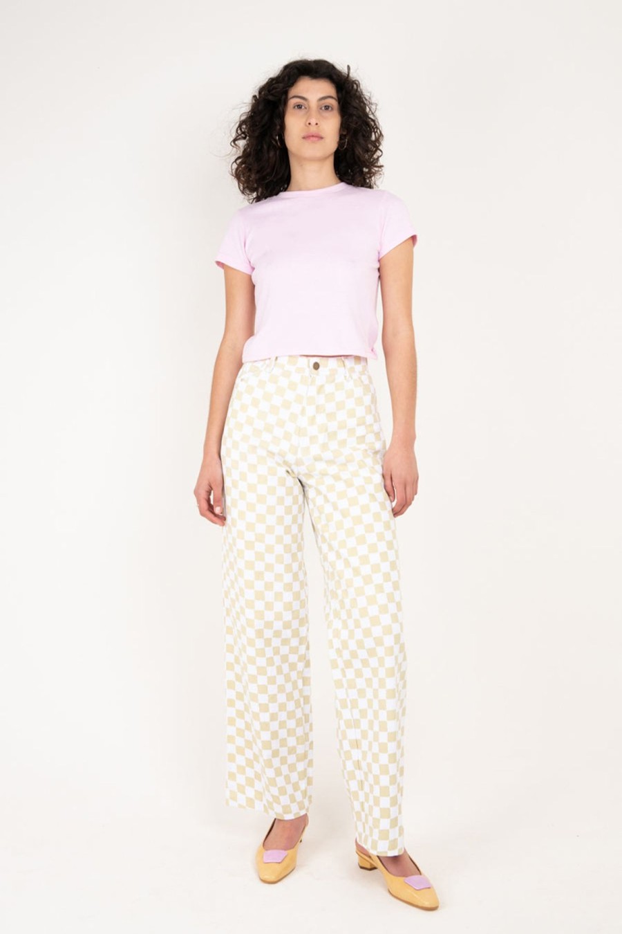 Women Emma Mulholland on Holiday Pants | Check Vacation Pant-Cream