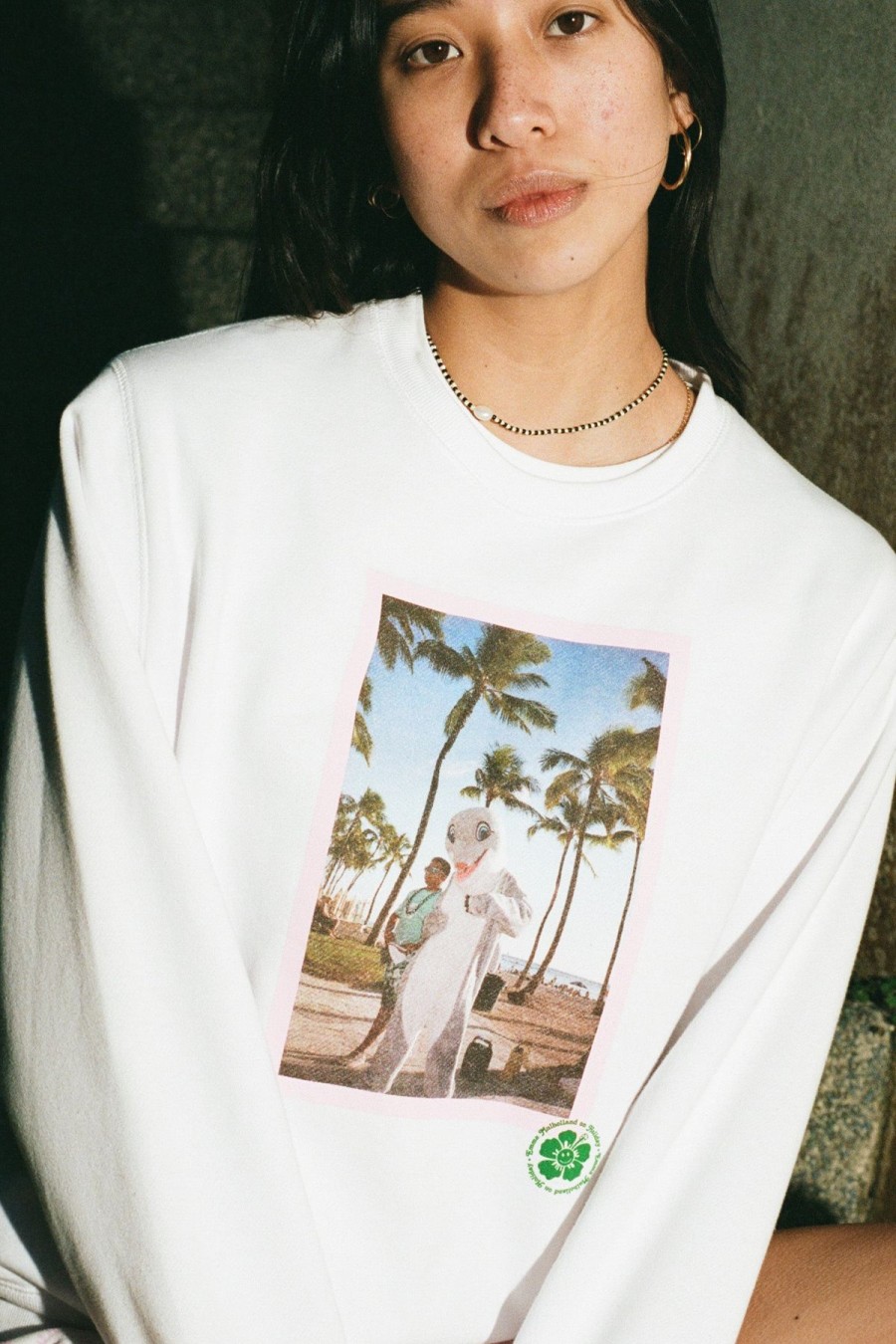 Women Emma Mulholland on Holiday Sweats | Dolphin Postcard Project Sweater
