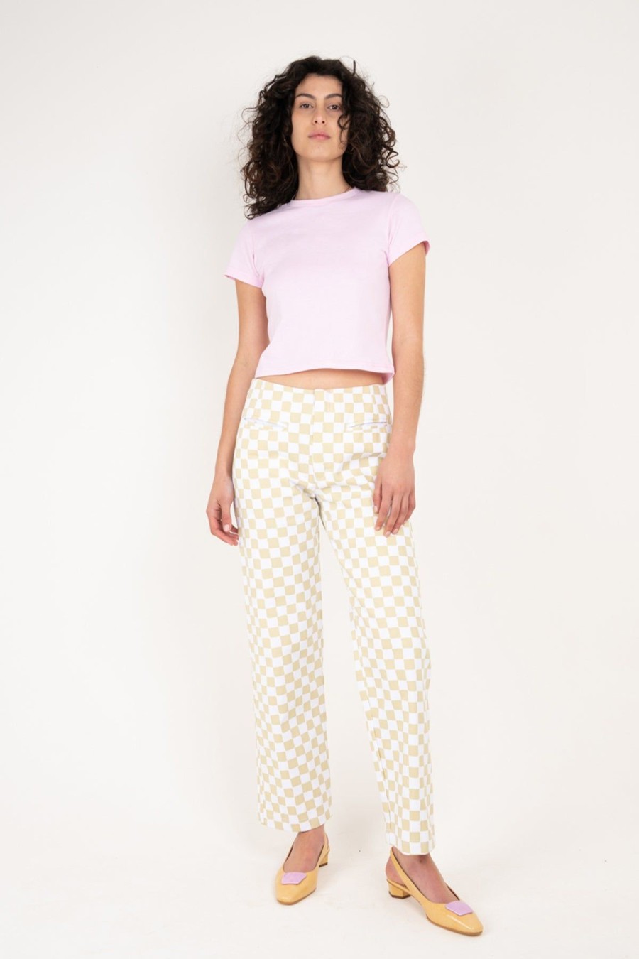 Women Emma Mulholland on Holiday Pants | Check Kokomo Pant-Cream