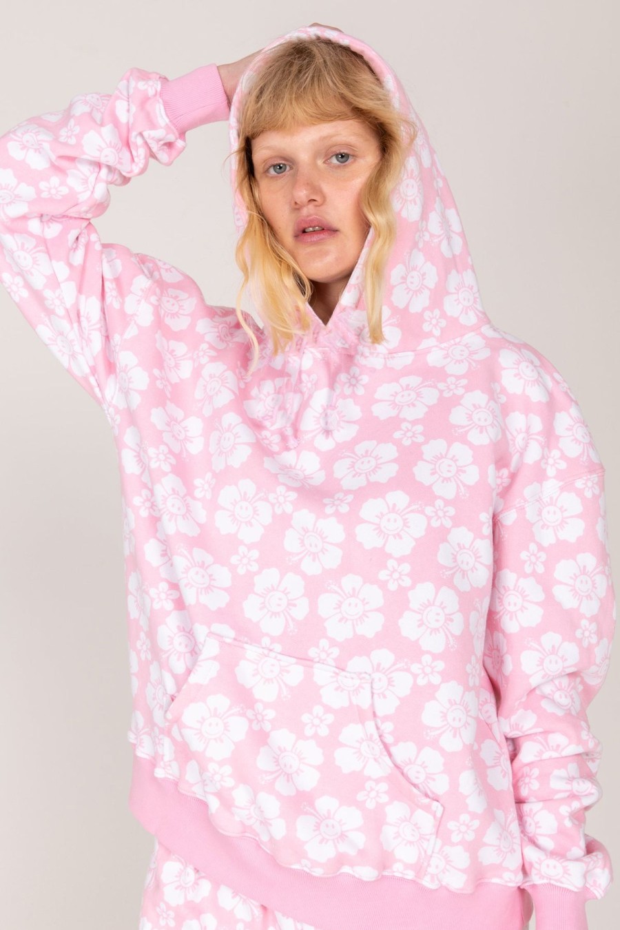 Women Emma Mulholland on Holiday Sweats | Happy Hibiscus Hoodie-Pink