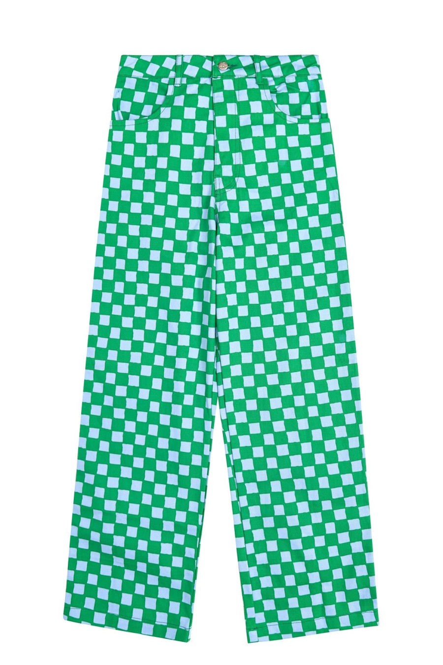 Women Emma Mulholland on Holiday Pants | Check Vacation Pant-Green Blue