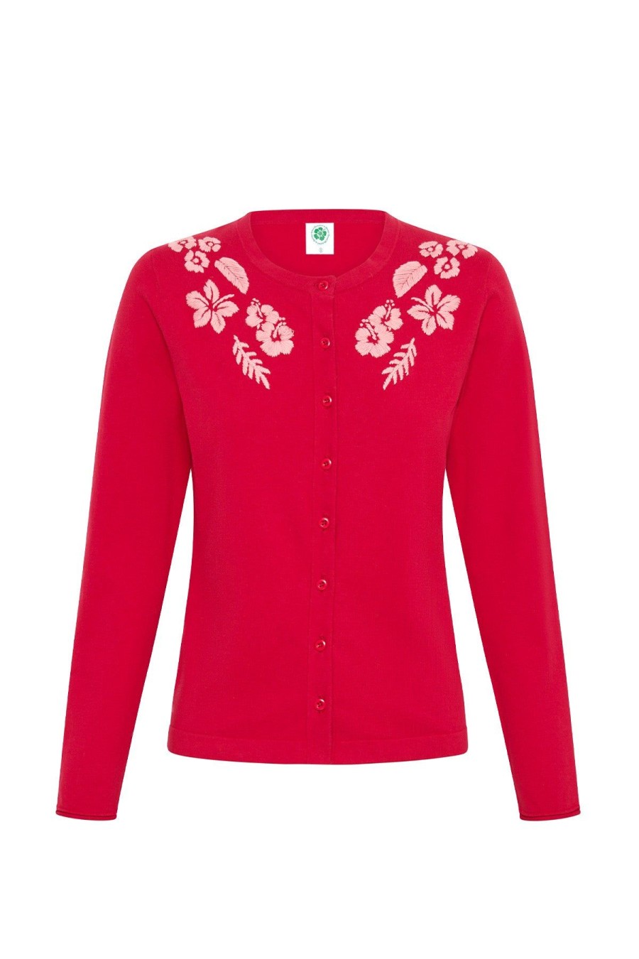 Women Emma Mulholland on Holiday Knitwear | Hibiscus Island Cardigan-Red/Peach