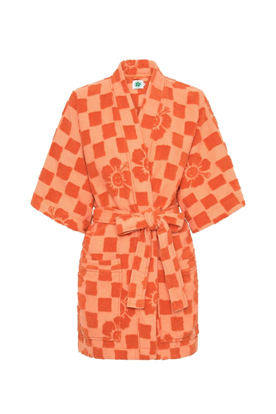 Accessories Emma Mulholland on Holiday | Happy Check Pool Robe-Burnt Orange