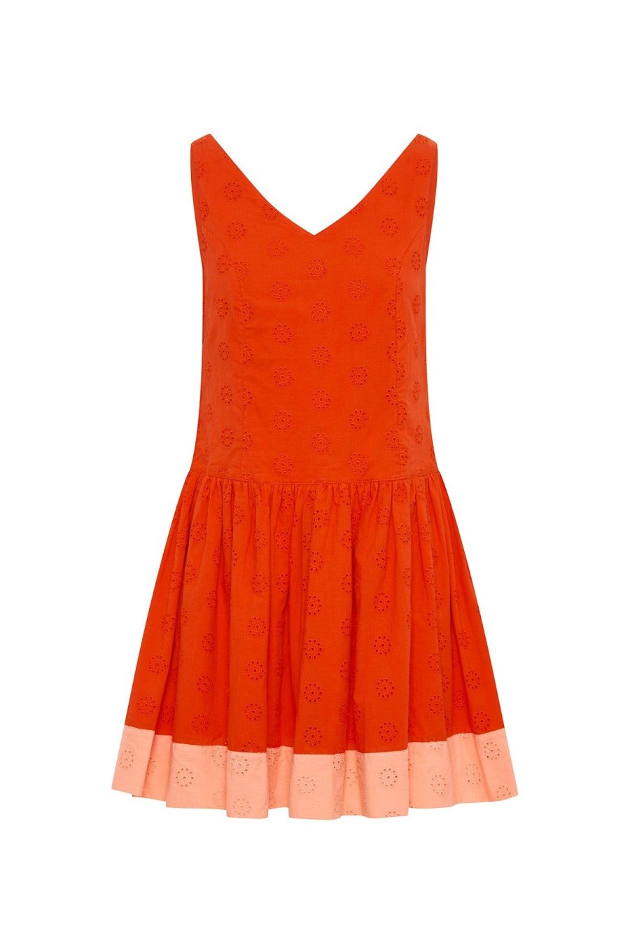 Women Emma Mulholland on Holiday Dresses & Skirts | Sunset Broderie Dress-Red/Apricot