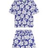 Kid Emma Mulholland on Holiday Kidswear | Happy Hibiscus Kids Short Resort Set-Blue/White