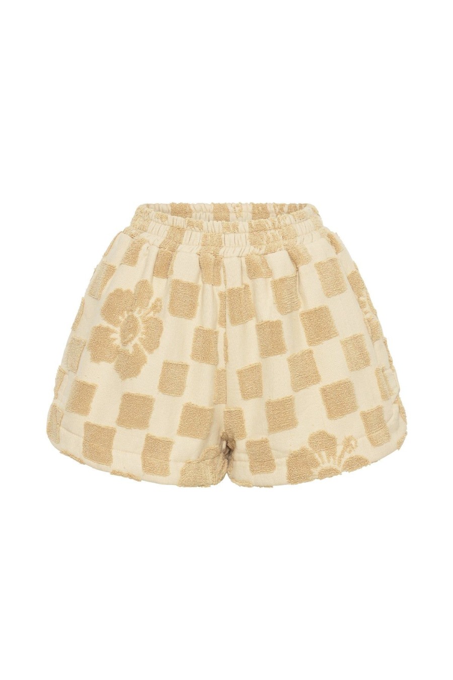 Accessories Emma Mulholland on Holiday | Happy Check Terry Beach Shorts-Sand