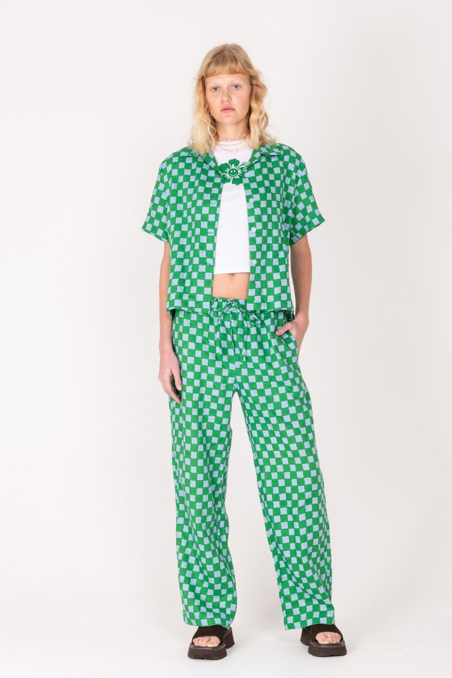 Women Emma Mulholland on Holiday Resort Sets | Check Long Set-Blue / Green