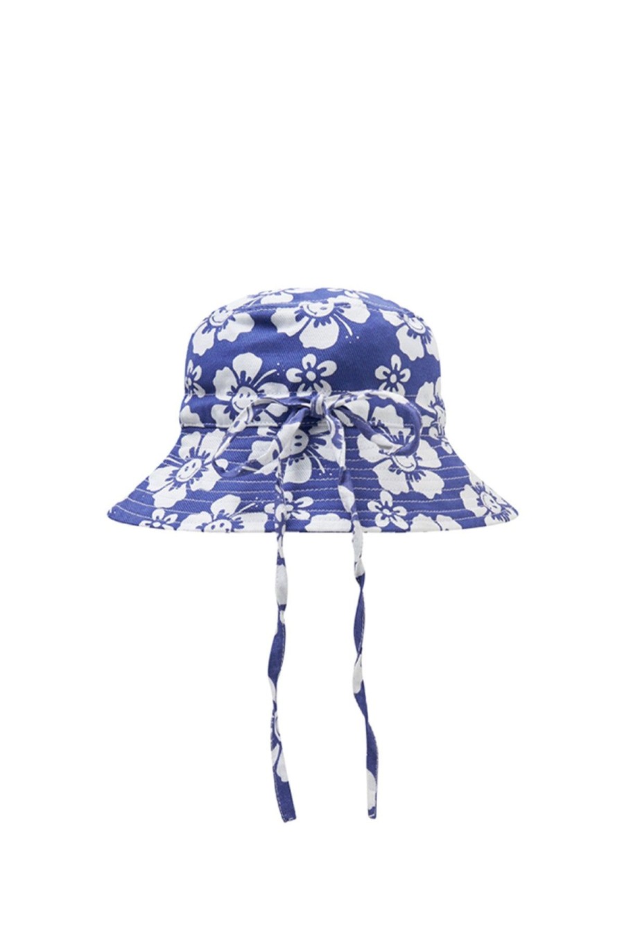 Kid Emma Mulholland on Holiday Kidswear | Happy Hibiscus Kids Sun Hat-Blue/White