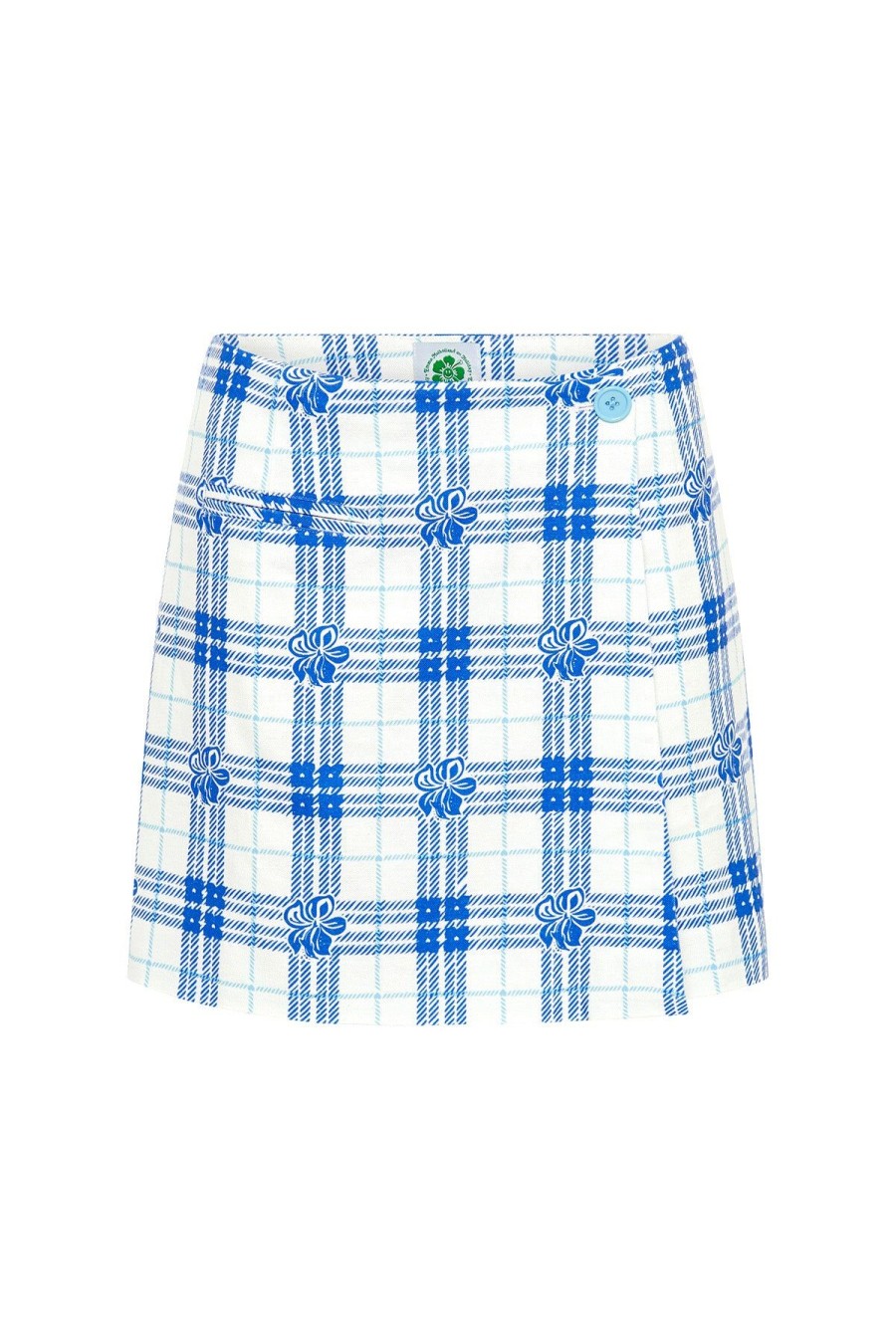 Women Emma Mulholland on Holiday Party Wear | Hibiscus Plaid Wrap Skirt-Blue/White