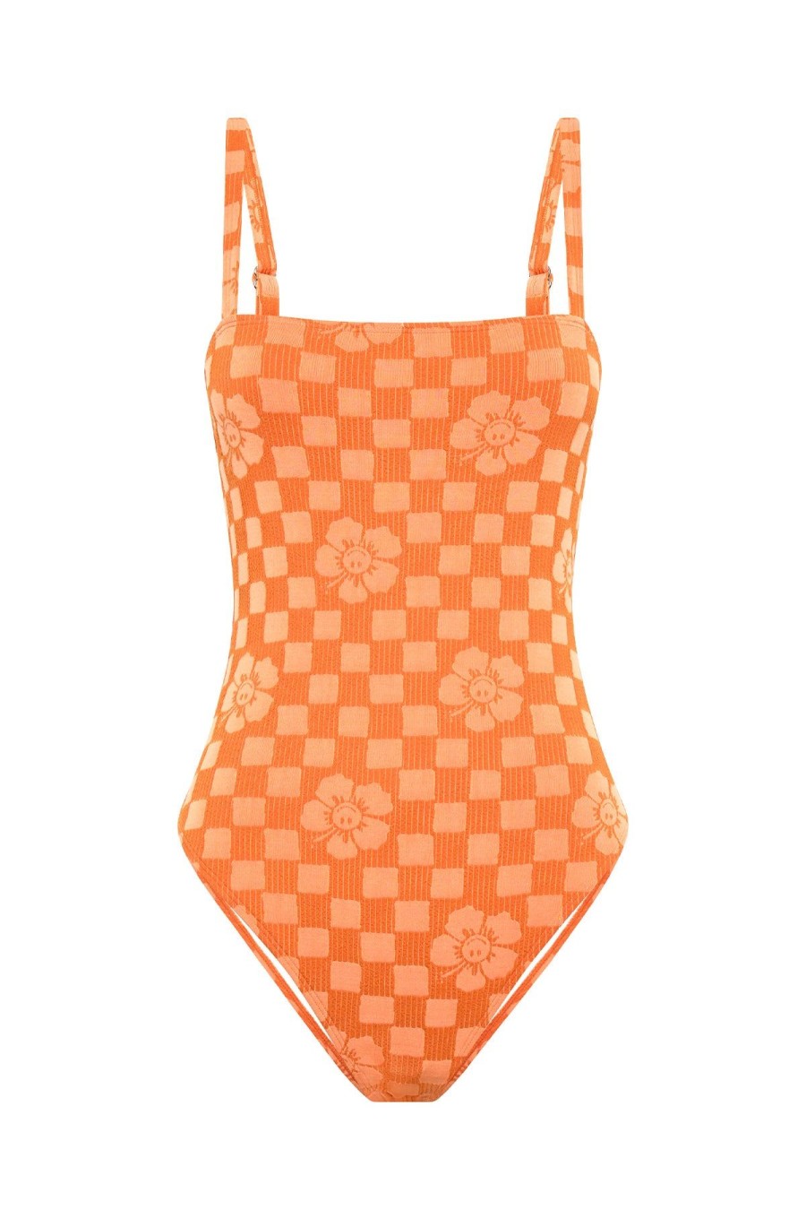 Women Emma Mulholland on Holiday Swimwear | Happy Check Vacation One Piece-Burnt Orange