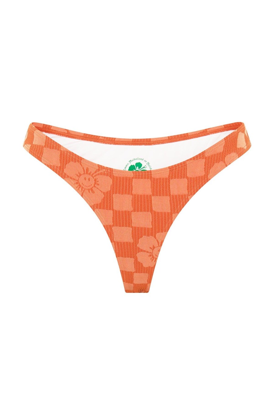 Women Emma Mulholland on Holiday Swimwear | Happy Check Cheeky Bikini Bottom-Burnt Orange