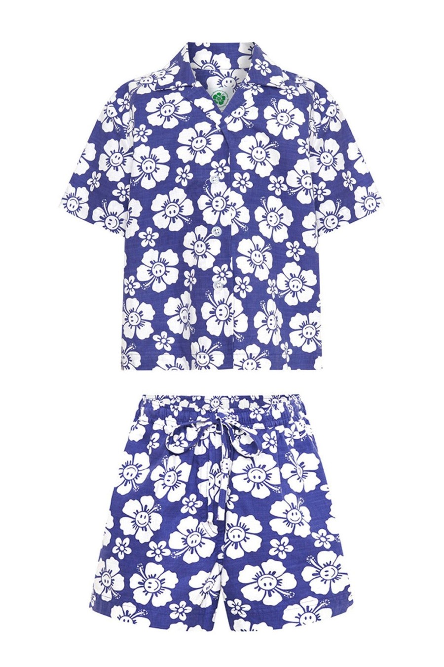 Women Emma Mulholland on Holiday Resort Sets | Happy Hibiscus Resort Set-Blue/White