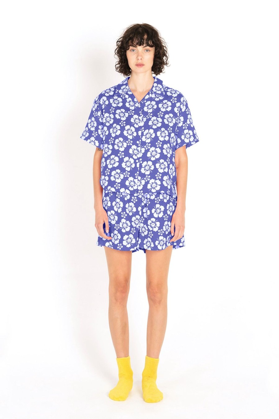 Women Emma Mulholland on Holiday Resort Sets | Happy Hibiscus Resort Set-Blue/White