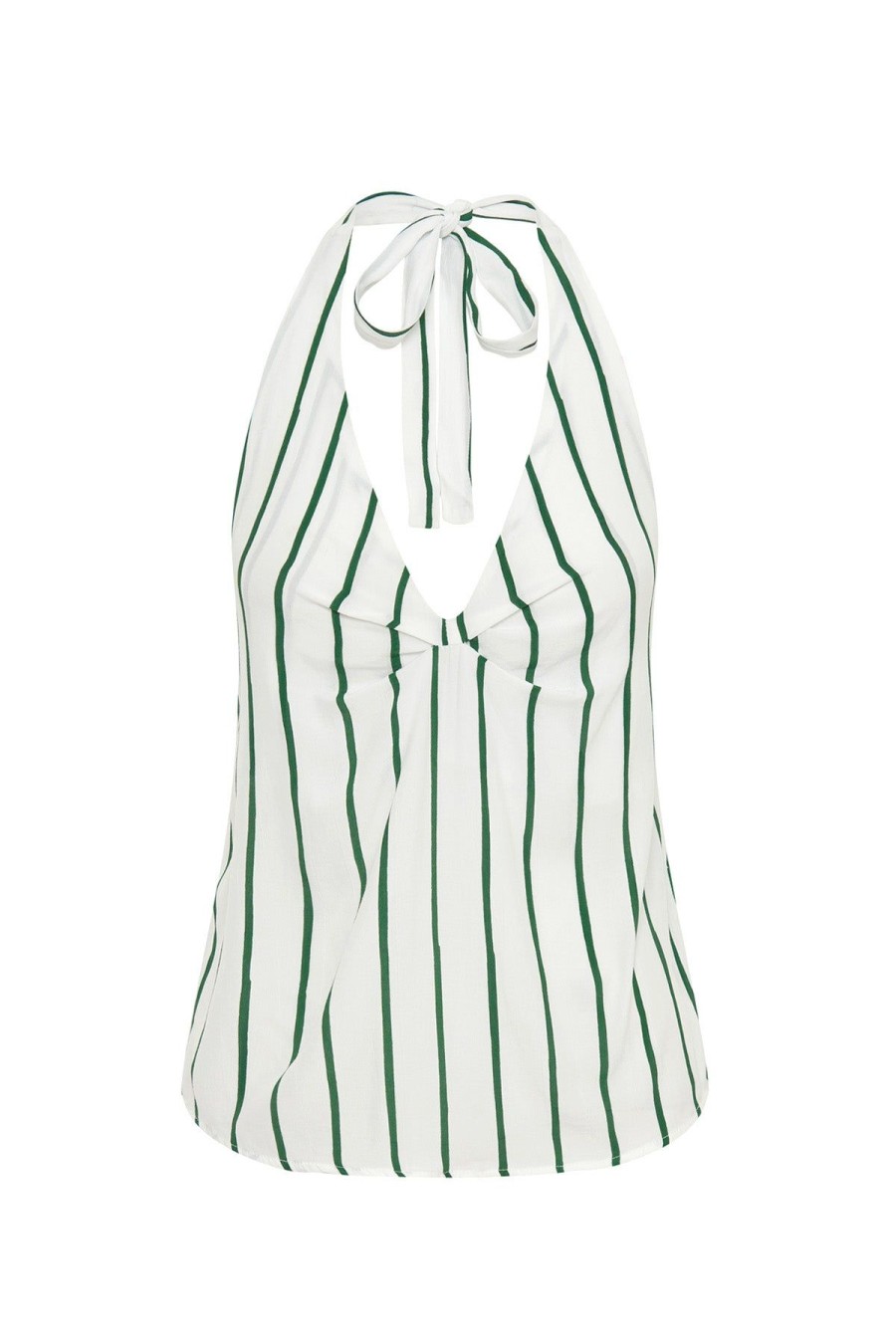 Women Emma Mulholland on Holiday Tees & Tops | Thin Stripe Halter Top-Dark Green