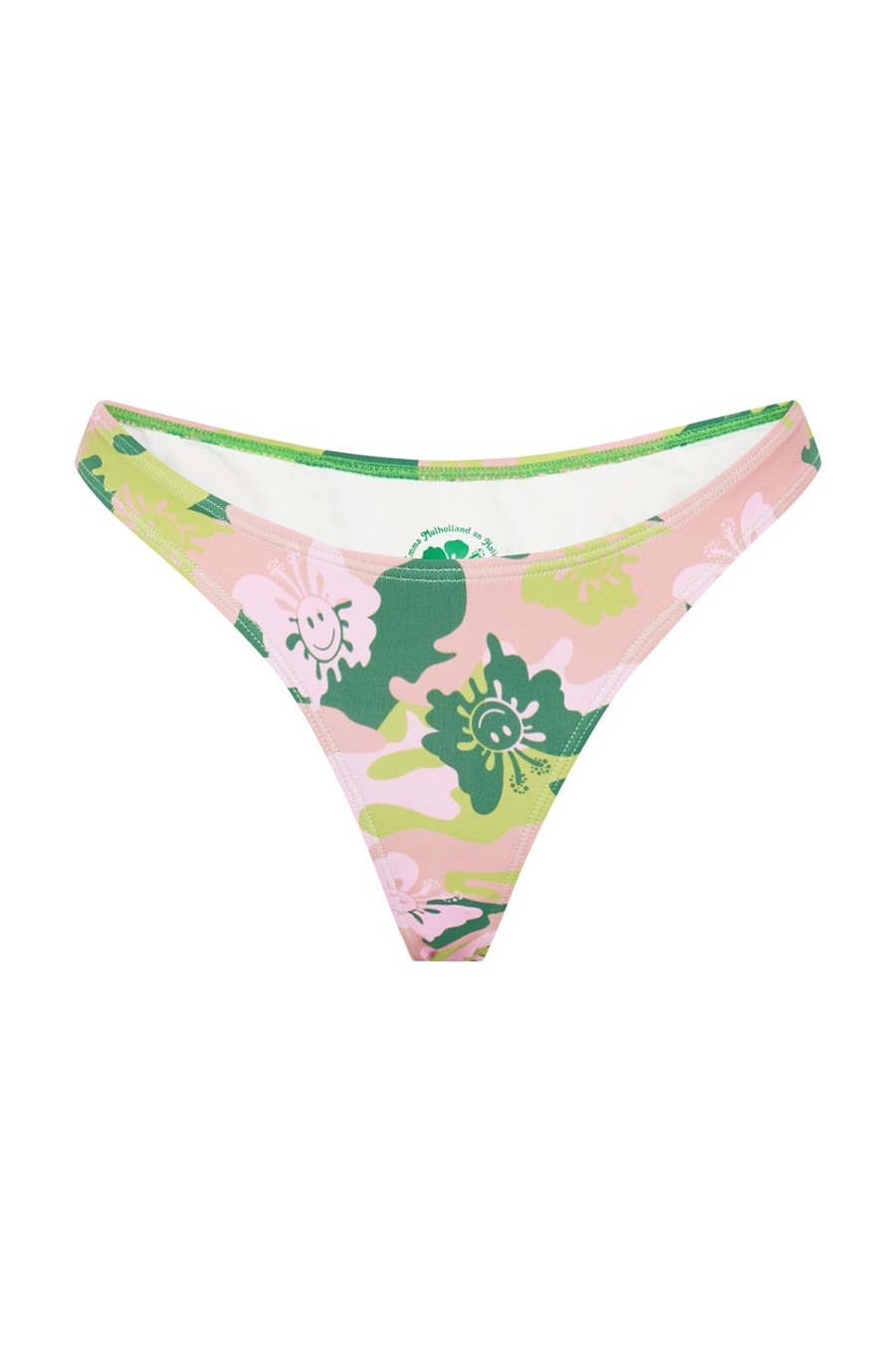 Women Emma Mulholland on Holiday Swimwear | Butterfly Camo Cheeky Bikini Bottom-Pink/Green
