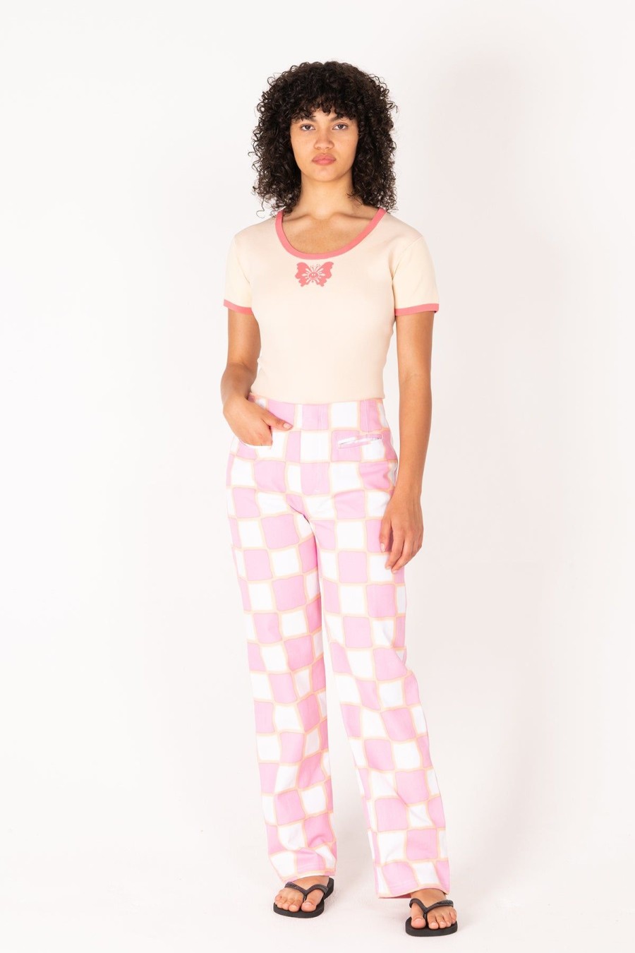 Women Emma Mulholland on Holiday Pants | Airbrush Check Kokomo Pant-Pink