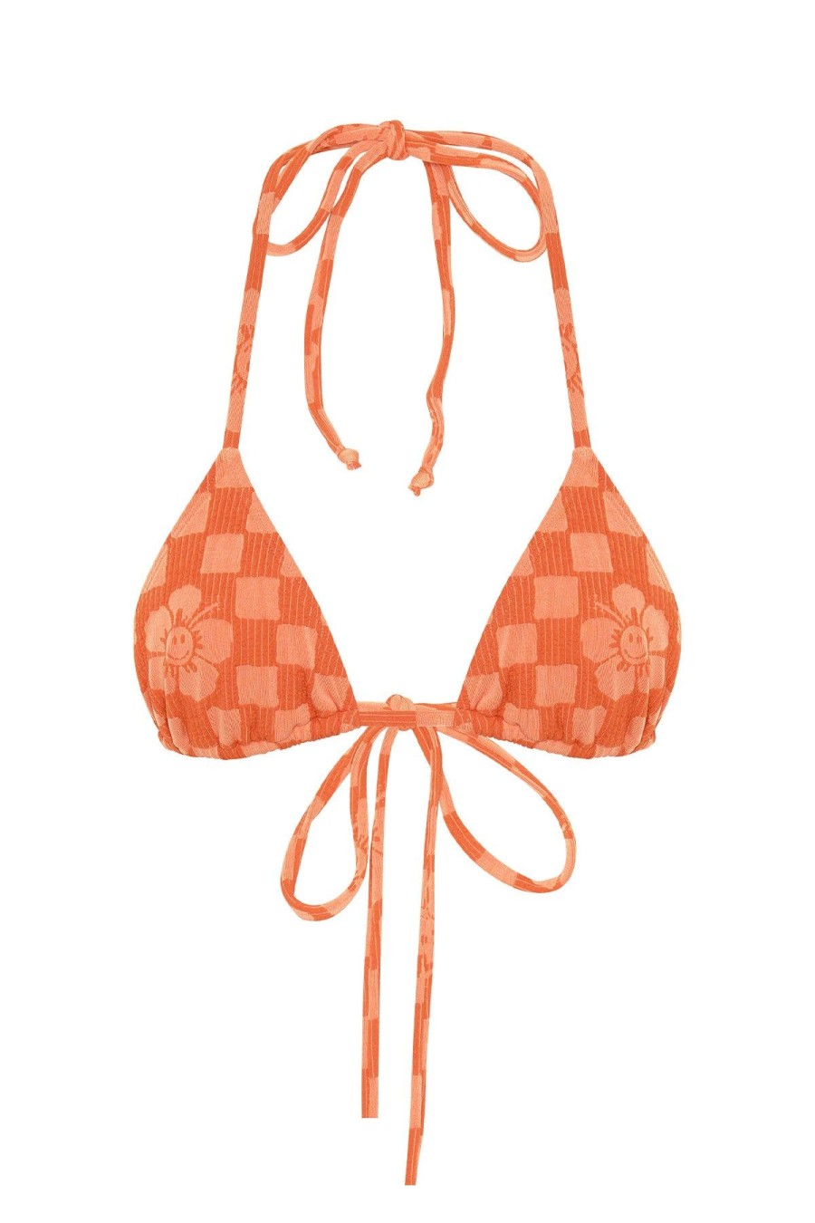 Women Emma Mulholland on Holiday Swimwear | Happy Check Triangle Bikini-Burnt Orange