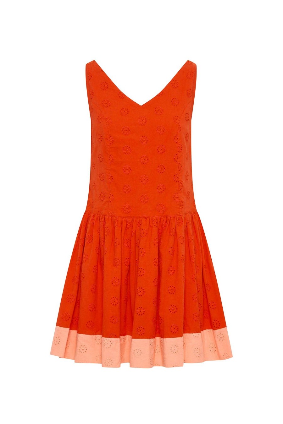 Women Emma Mulholland on Holiday Party Wear | Sunset Broderie Dress-Red/Apricot