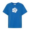 Women Emma Mulholland on Holiday Tees & Tops | Happy Hibiscus Baby Tee-Blue
