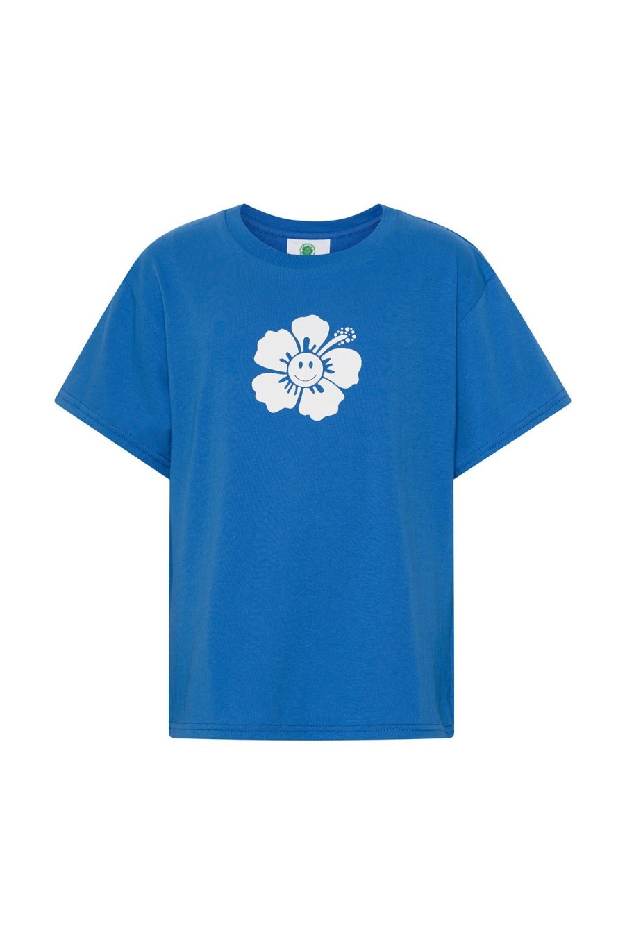 Women Emma Mulholland on Holiday Tees & Tops | Happy Hibiscus Baby Tee-Blue