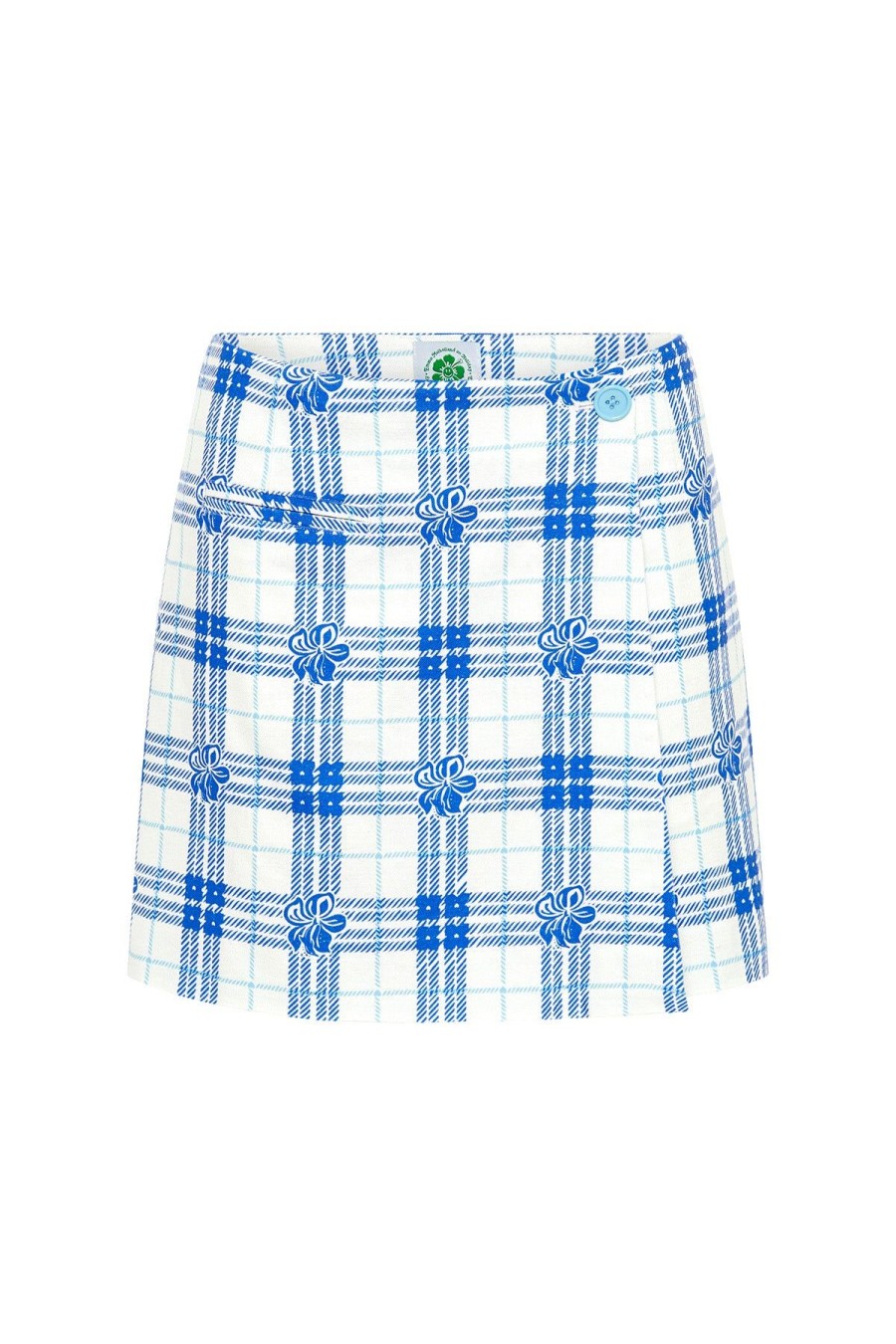 Women Emma Mulholland on Holiday Dresses & Skirts | Hibiscus Plaid Wrap Skirt-Blue/White