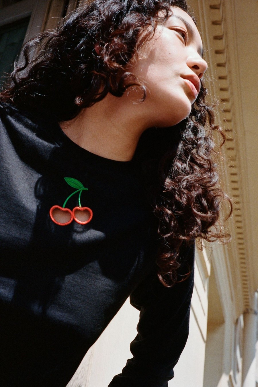 Women Emma Mulholland on Holiday Tees & Tops | Cherry Bomb Long Sleeve Tee-Black