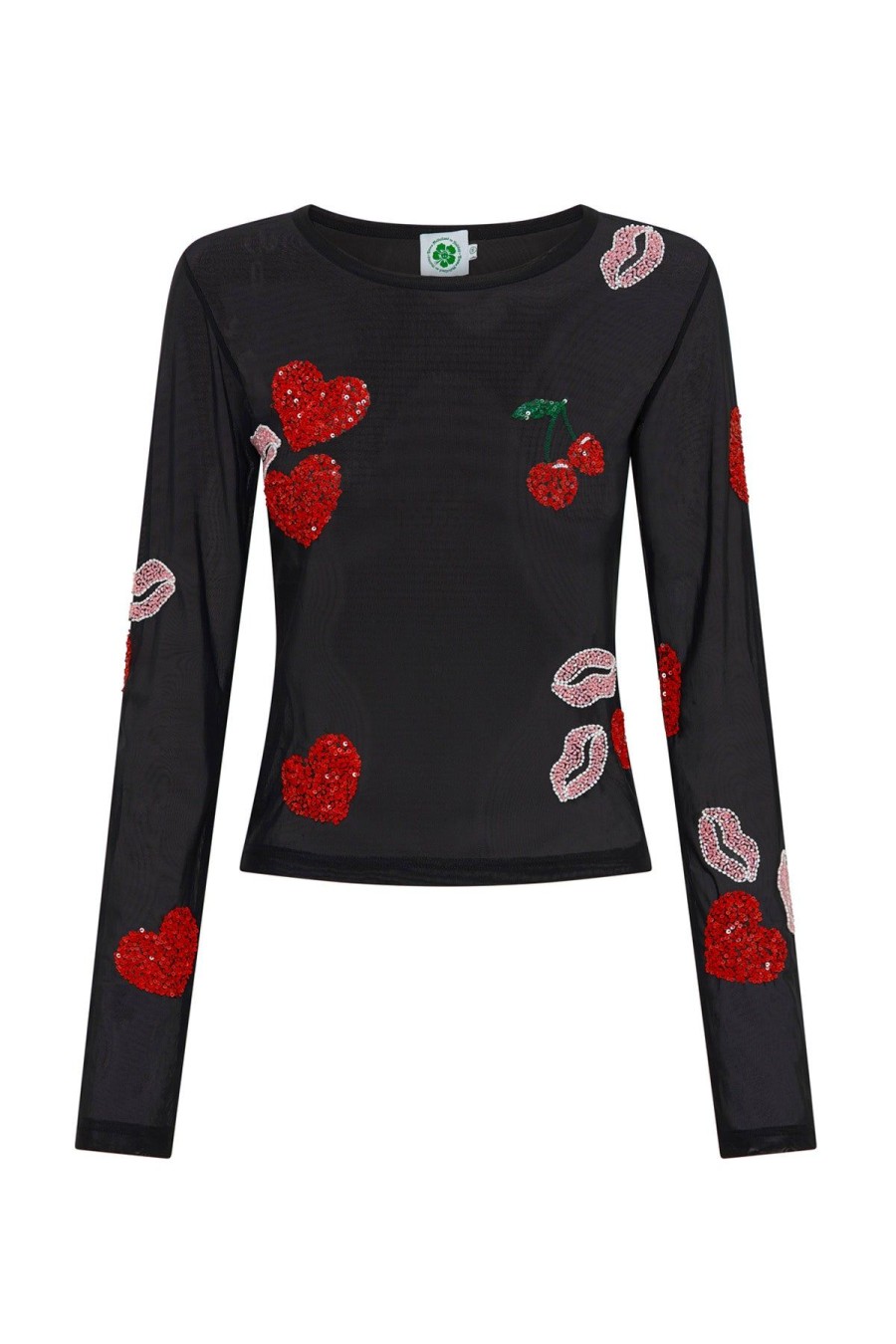 Women Emma Mulholland on Holiday Party Wear | Wild At Heart Mesh Top-Black