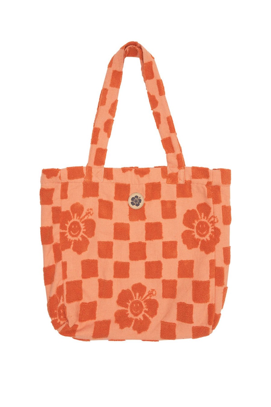 Accessories Emma Mulholland on Holiday | Happy Check Terry Tote-Burnt Orange