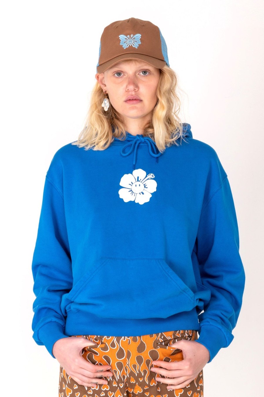 Women Emma Mulholland on Holiday Sweats | Happy Hibiscus Hoodie-Blue