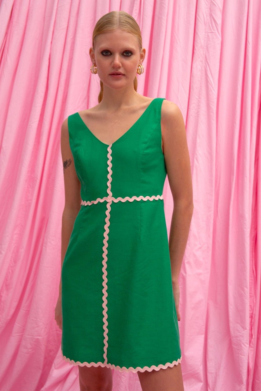 Women Emma Mulholland on Holiday Dresses & Skirts | Spaghetti Mini Dress-Green/Pink